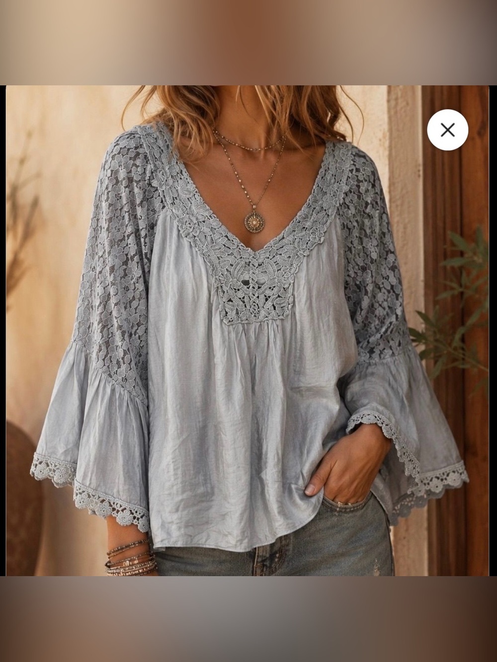 LE MARAIS PARIS Silk Crochet Blouse Size L